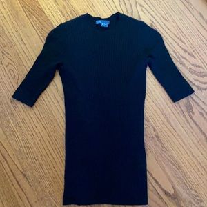 Vince Black Ribbed Fitted Knit Crewneck Sweater XS